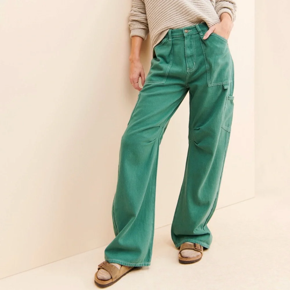 Lioness Miami Vice Green Wide-Leg Pants - Picture 1 of 8